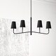 preview thumbnail 4 of 4, 4 Light Incandescent Horizontal Chandelier Matte Black with Black Shades