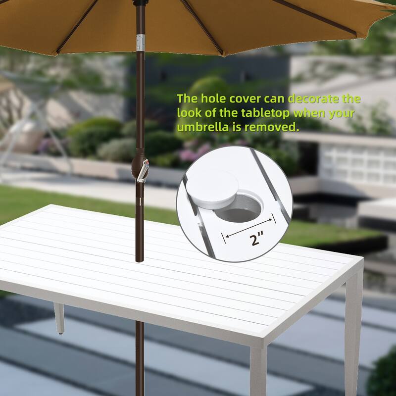7PC Patio Aluminum Furniture, Modern Dining Set including 4 Dining Chairs & 2 Swivel Rockers Sunbrella Fabric Cushioned