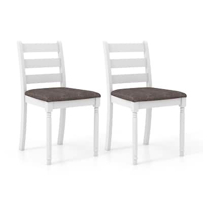 Gymax Wooden Dining Chair Set of 2 w/ Acacia Wood Legs Padded Cushion