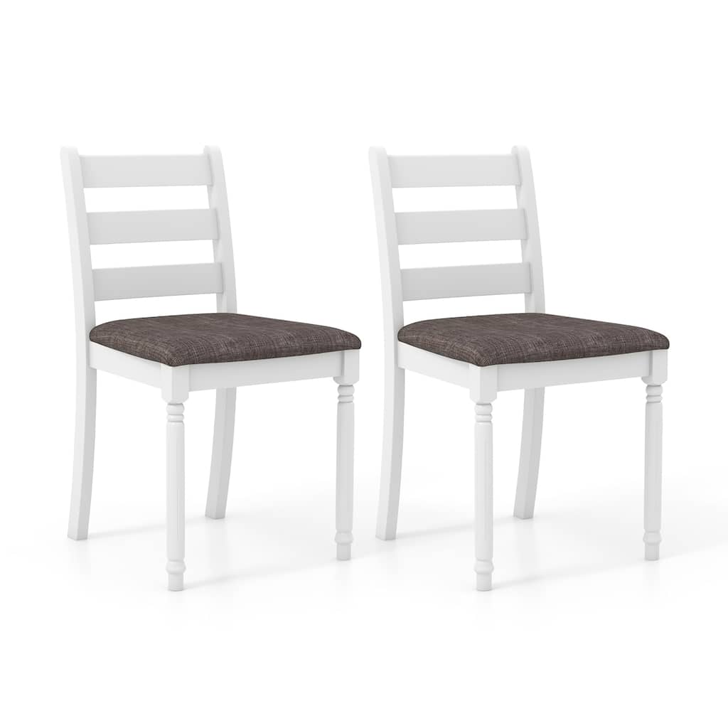 Gymax Wooden Dining Chair Set of 2 w/ Acacia Wood Legs Padded Cushion