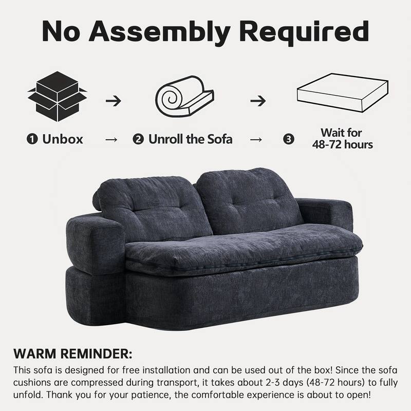 Chenille Folding Loveseat Sofa Convertible into Floor Sleeper Mattress