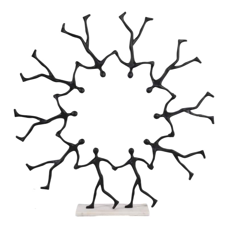 Metal Marble Sculpture with Stone Accents Decorative Art - 31" Black - 31" x 4" x 30.5"