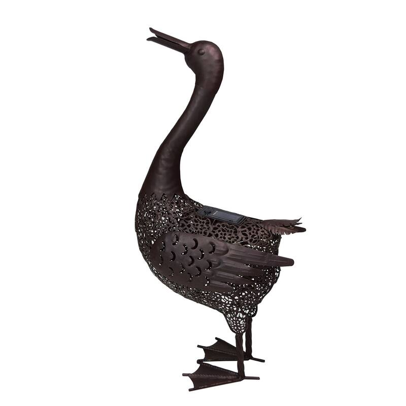 Solar LED Lighted Duck Outdoor Garden Statue - 25" - Brown