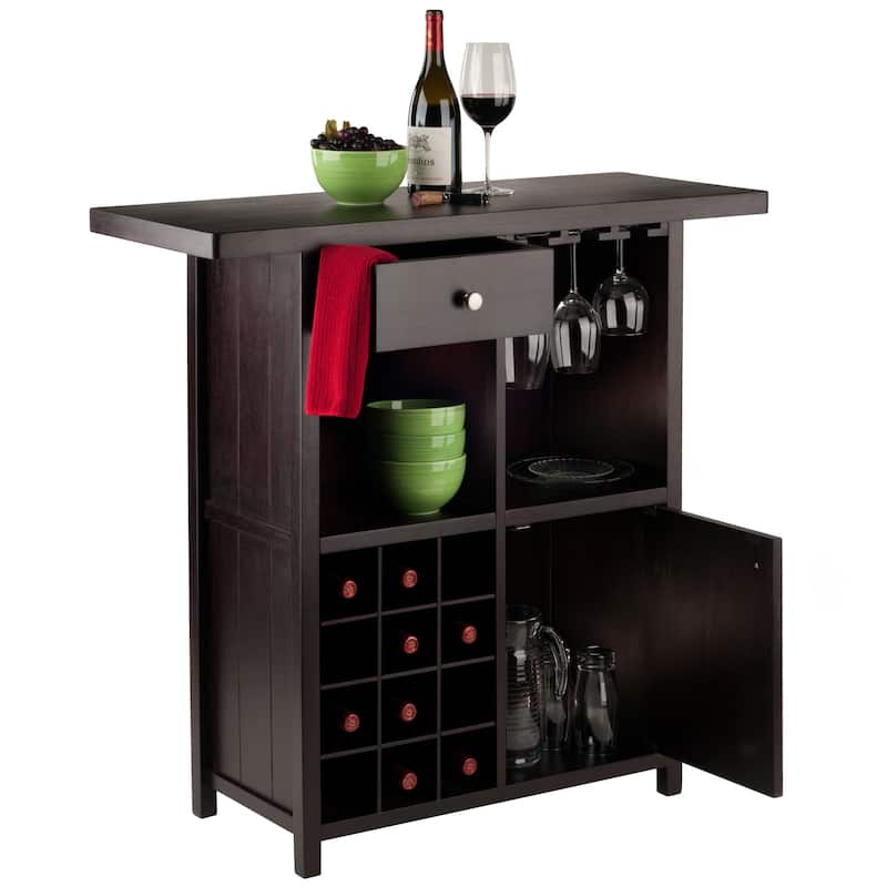 Macon Wine Bar, Espresso - 40 x 15.59 x 37.8 inches