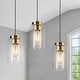 preview thumbnail 8 of 12, Modern Black Gold 1-Light Cylinder Glass Island Pendant Lights for Dining Room - 4.5" D x 7.5" H