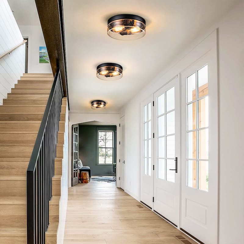 Black Farmhouse Flush Mount Ceiling Light Fixtures Flush Mount Ceiling Light for Hallway, Kitchen, Entryway and Foyer