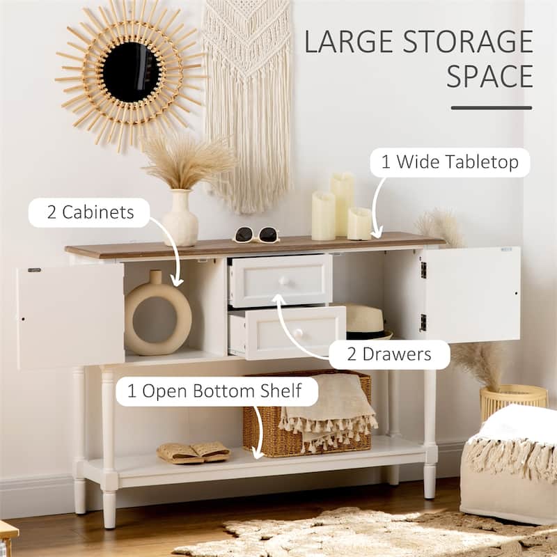 Console Table with Drawers and Bottom Shelf