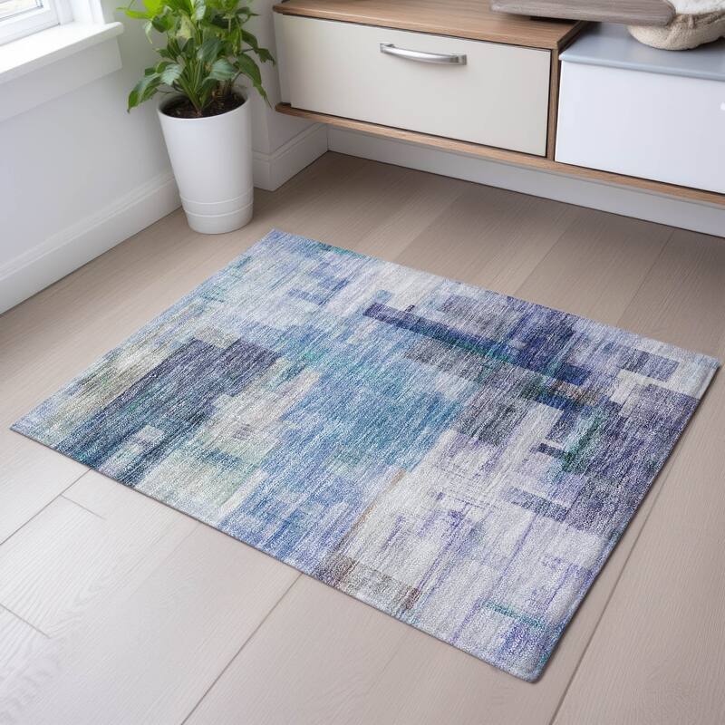 Premium Washable Super Soft Modern Abstract Mayfield Rug - Blue - 1'8" x 2'6"