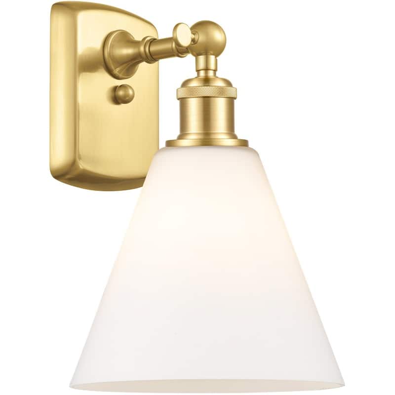 Innovations Lighting 516-1W-12-8 Berkshire Sconce Berkshire 12" Tall - Satin Gold / Matte White