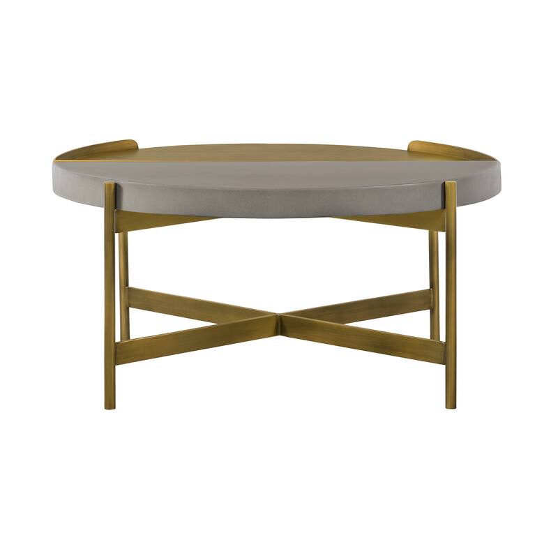 Dua Grey Concrete and Black or Brass Metal Round Coffee Table