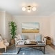 preview thumbnail 4 of 20, 6-Light Brass Semi-Flush Mount Ceiling Light with Opal Glass Shades - 24.2-in W x 9.05-in H