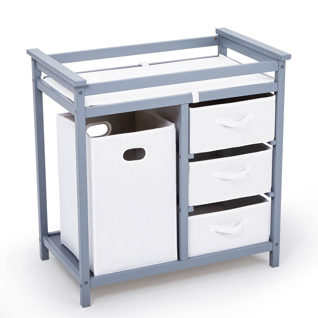 infant dresser changing table Ktaxon 3-Drawer Changing Table, Infant Diaper Changing Station with Drawers, Safety Rails & Strap, Baby Changing Table Dresser for Nursery, Easy
