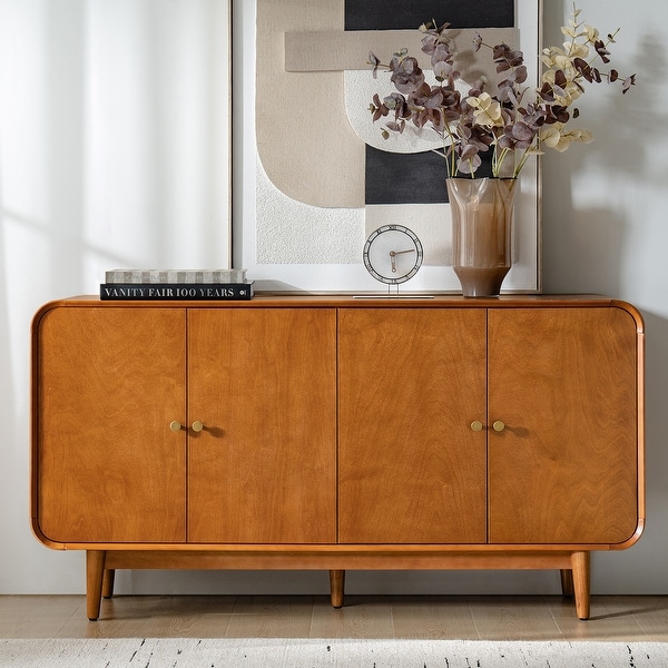 HULALA HOME Alee Mid-Century Modern 4-Door Sideboard With HULALA HOME Alee Mid-Century Modern 4-Door Sideboard With