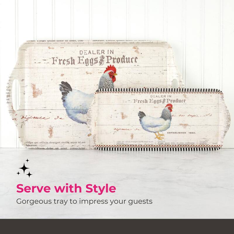 Pimpernel On The Farm Large Melamine Handled Tray - 17.75" x 13"