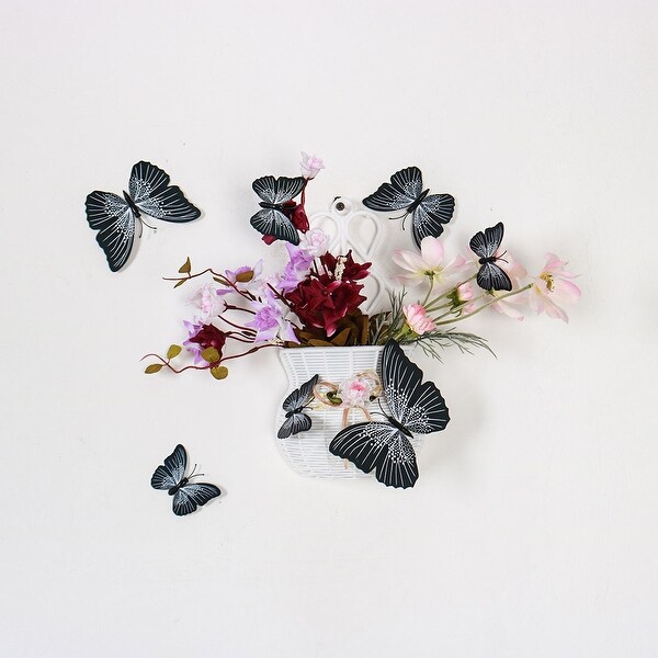 Black 24pcs 3d Butterfly Wall Stickers Decor Art Decorations 3