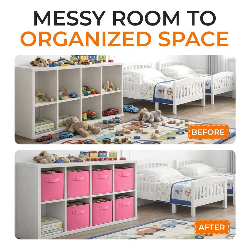 Cheer Collection 6 Pack Fabric Storage Cubes with Dual Handles Collapsible Organizer Bins