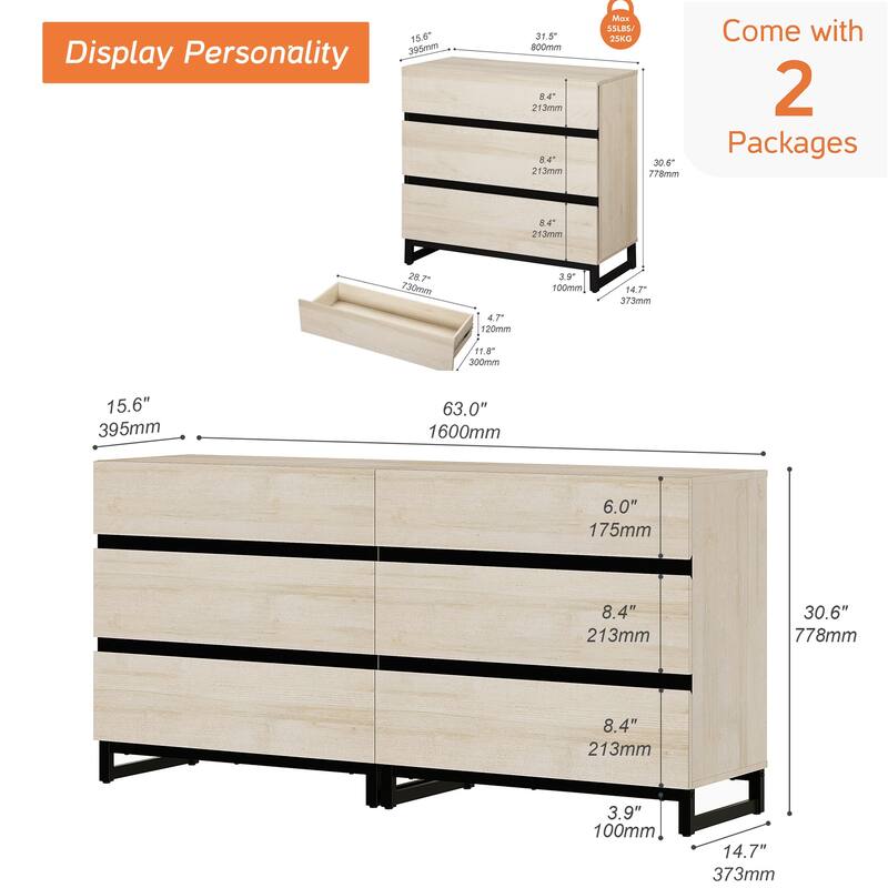 Modern TV Stand, Entertainment Center TV Console Table with Drawers and Metal Base, Media Console for Living Room, Bedroom