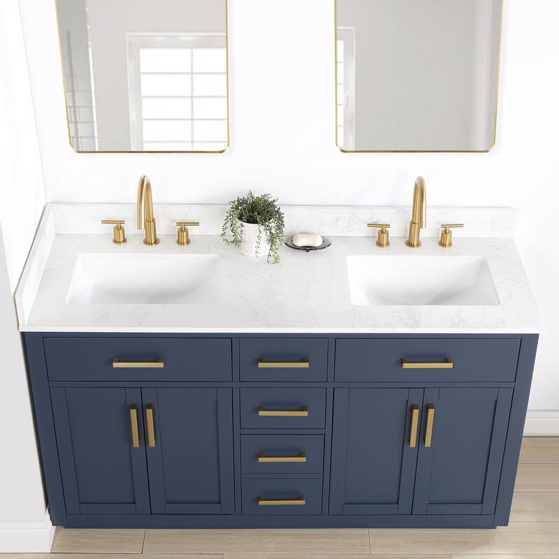 Altair Gavino Bath Vanity with Grain White Composite Stone Top, no Mirror