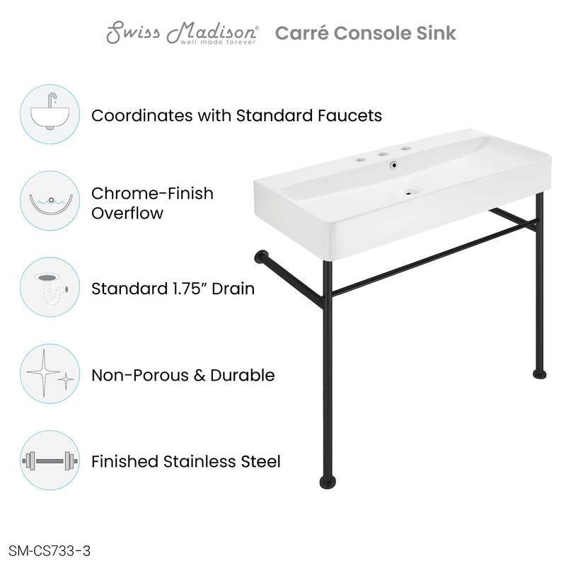 Swiss Madison SM-CS73-3 Carre 35-5/8" Rectangular Ceramic Console