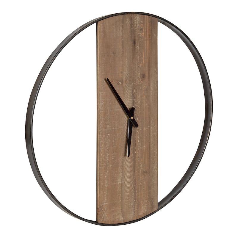 Kate and Laurel Ladd Round Numberless Wall Clock - 24" Diameter - Natural/Black