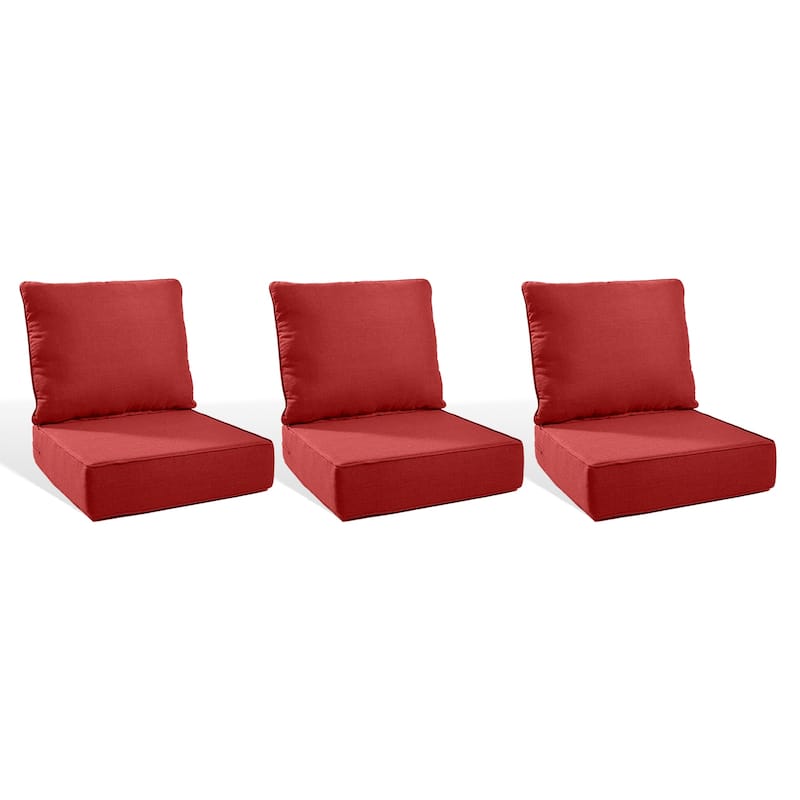 Pocassy 22"x24"x6" Inch Thick Cushions Indoor Outdoor Pillows Cushion - Red Cushion - 3 Set Seat & Back Cushion