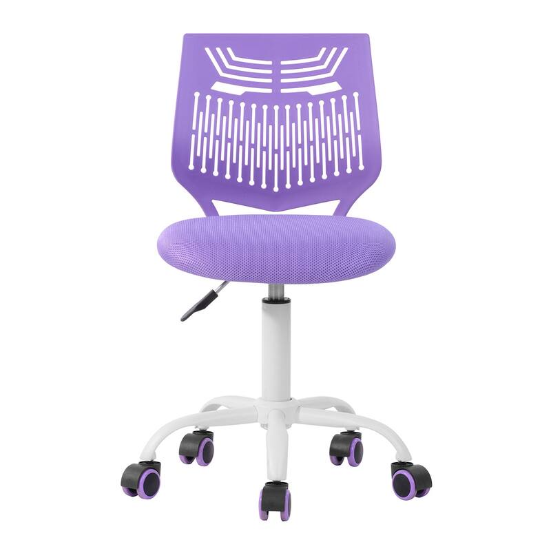 Purple and White Adjustable Height Swivel Rolling Office Chair