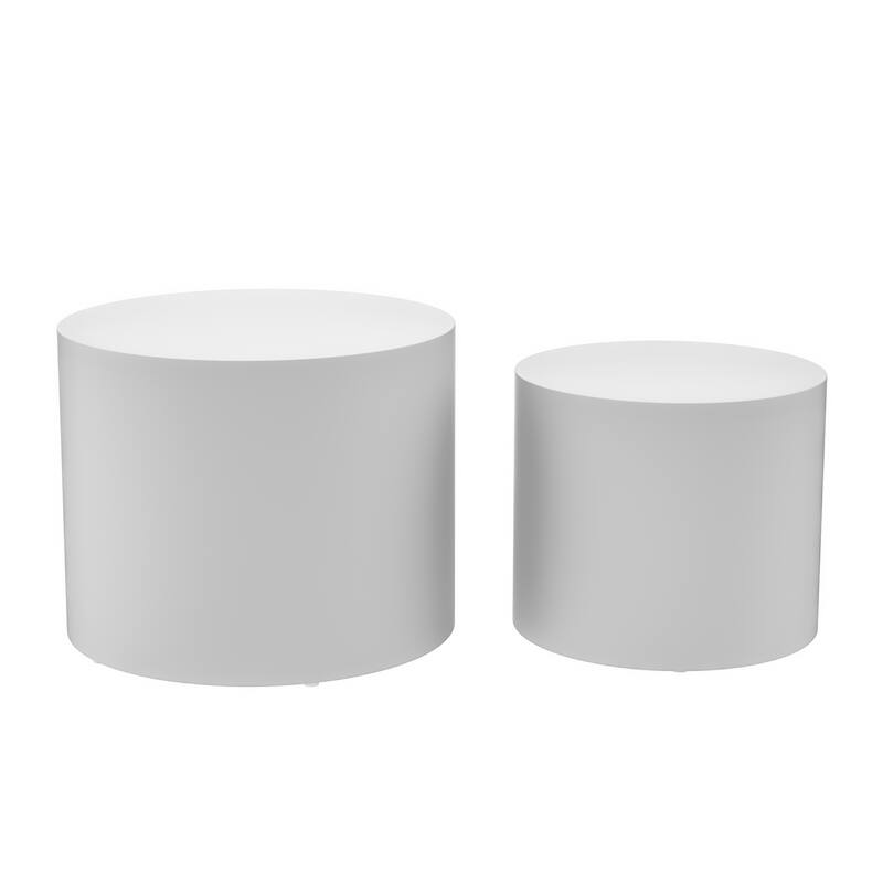 Modern Farmhouse Round Accent Nesting Side Coffee Table Set (Set of 2)
