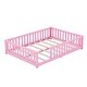 preview thumbnail 9 of 7, Full Size Bed Floor Bed with Safety Guardrails and Door for Kids