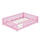 preview thumbnail 45 of 106, Twin/Full/Queen Size Floor Bed with Safety Guardrails for Kids, Wood Montessori Bedframe w/ Door, Children's Noiseless Beds