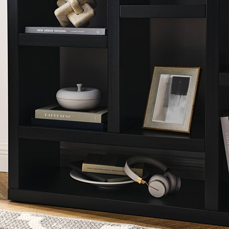 Freestanding Display Storage Cabinet with 7 Cube Storage Spaces,Floor Standing Bookshelf,Open Wooden Open Shelf Bookcase
