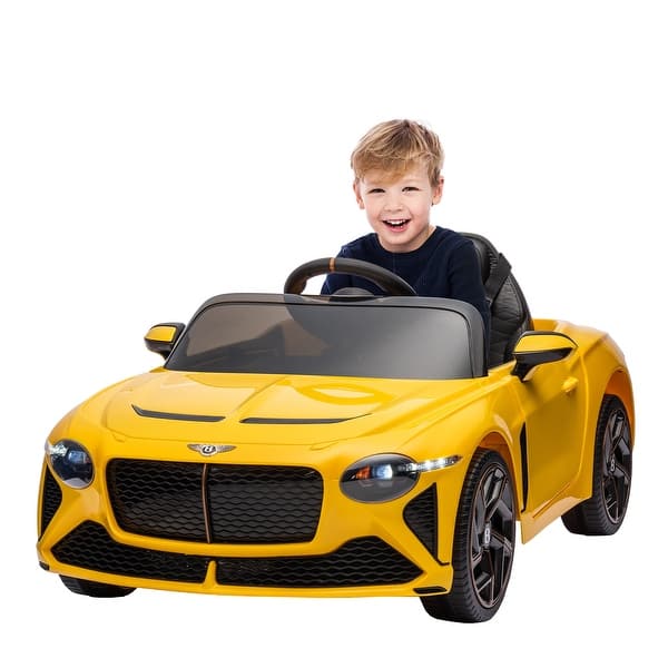 slide 2 of 100, Licensed Bentley Mulsanne 12V Kids Ride-On Car with Remote Control, Bluetooth, USB, MP3, 3-Speed Adjustable Yellow