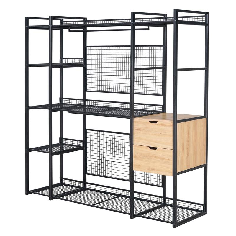 HomeRoots 69" Black Metal Closet System