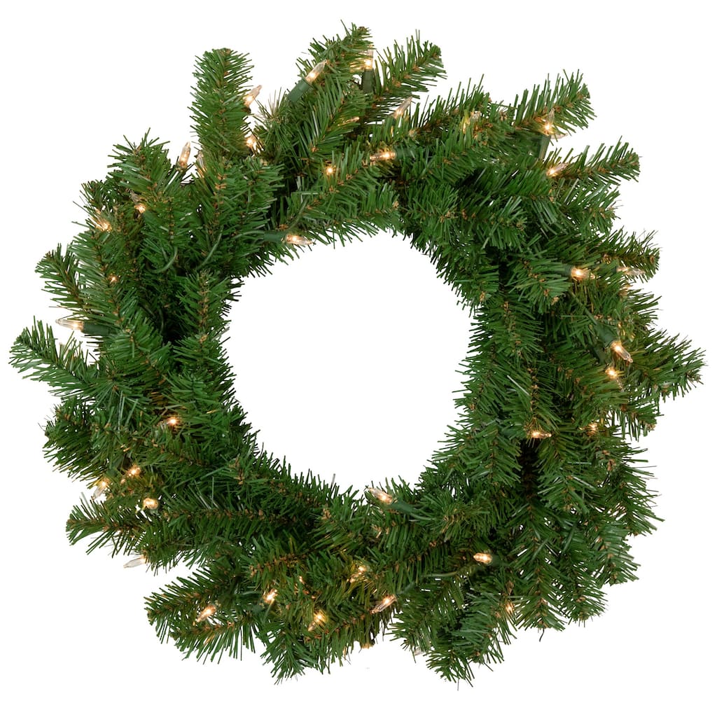 Deluxe Dorchester Pine Artificial Christmas Wreath, 18", Clear Lights