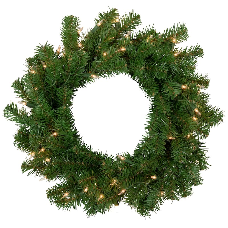 Deluxe Dorchester Pine Artificial Christmas Wreath 18-Inch Clear Lights - 18"