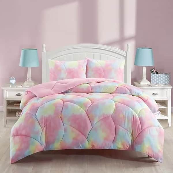 slide 2 of 5, Heritage Kids Puffy Ombre Comforter Set, Pink Rainbow