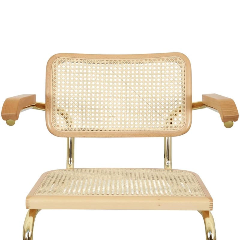 Breuer Chair Company Marcel Breuer Cesca Cane Cantilever Armchair Arm Chair w/ Brass Steel Frame (Various Wood & Cane Colors)