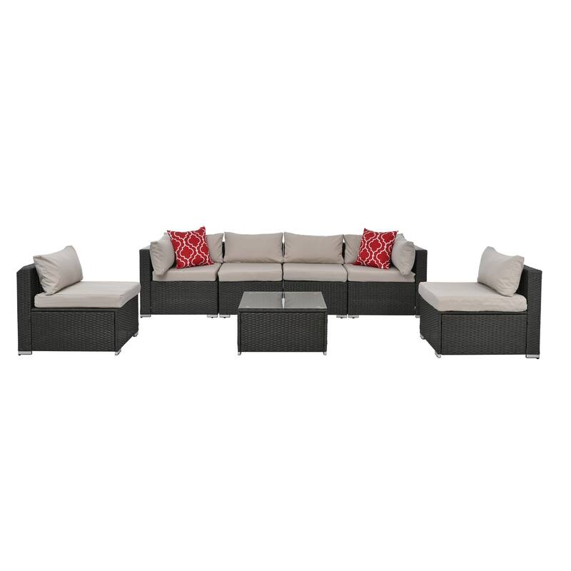 Outdoor Wicker Weaving Conversation Combo Set of 7