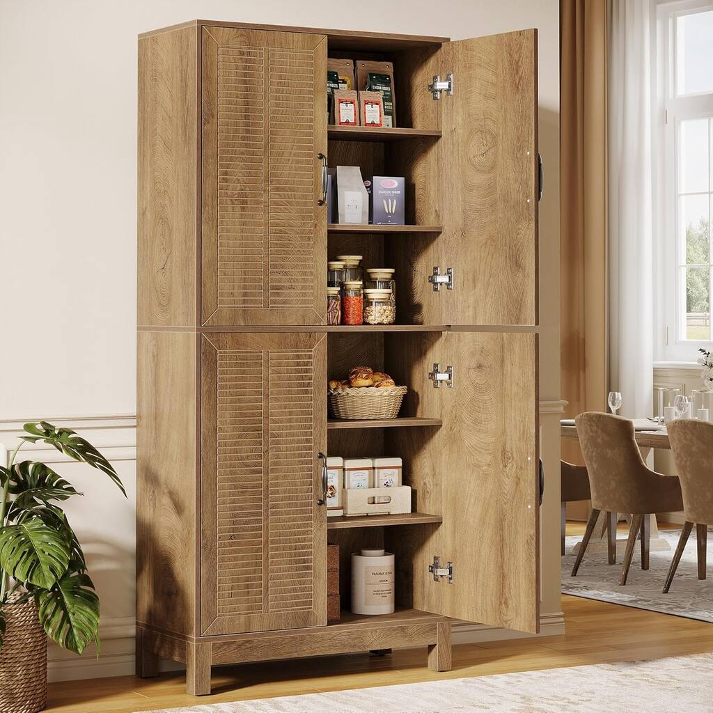 70 Inches 6 TiersTall Kitchen Pantry Cabinet with Adjustable Shelves