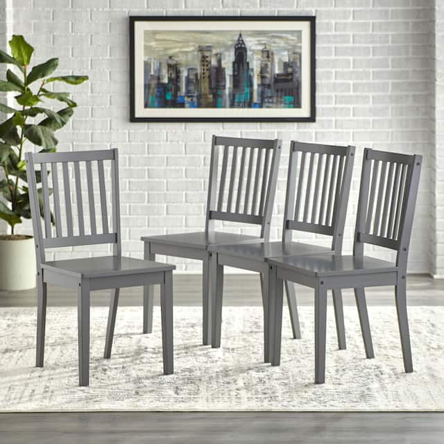 Simple Living Solid Wood Slat Back Dining Chairs (Set of 4) - Charcoal Grey
