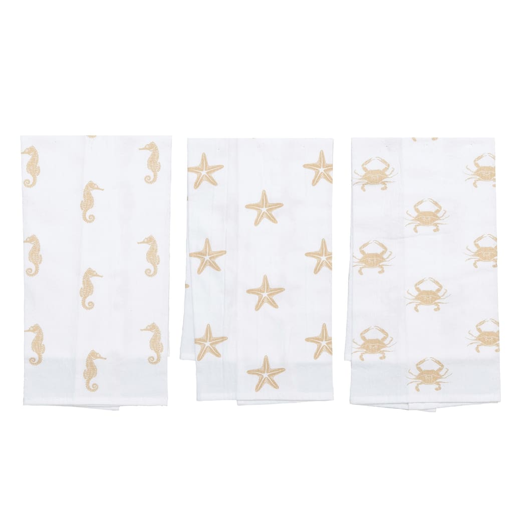 Seaside Splendor Printed Cotton Flour Sack Kitchen Towel Set of 3 - Set of 3