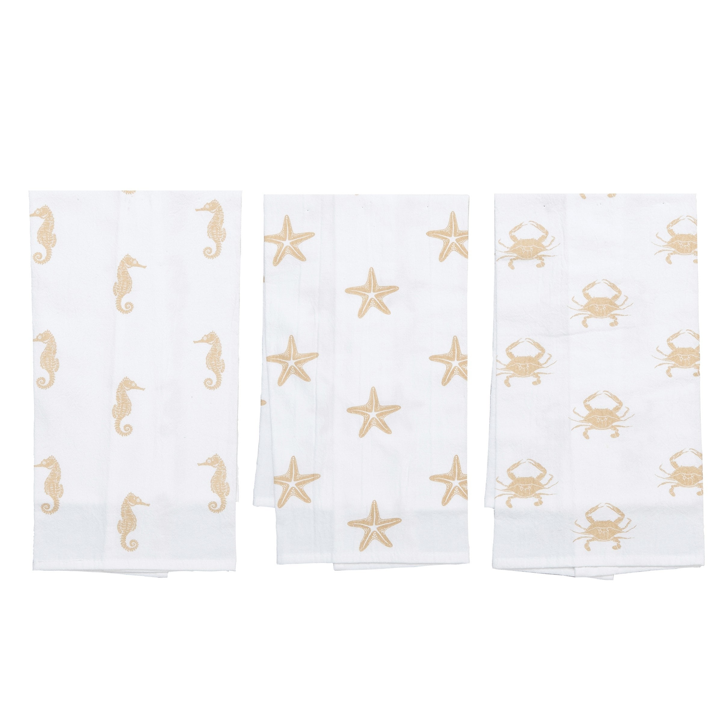 Seaside Splendor Printed Cotton Flour Sack Kitchen Towel Set of 3 - Set of 3