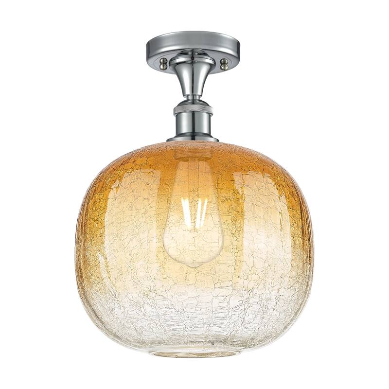 Innovations Lighting Endless Possibilities Ballston - Brookhaven Sphere - 1 Light 11" Semi-Flush Mount - Polished Chrome/Amber