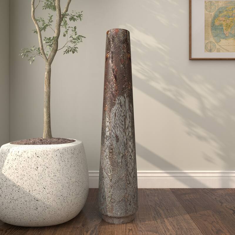 Silver Ceramic Snakeskin Inspired Decorative Vase
