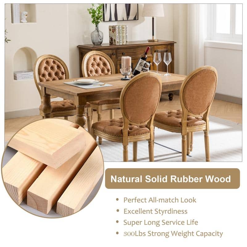French Style Solid Wood Dining Chair with Nailhead Set of 6