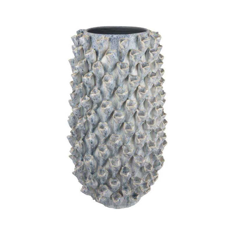 Kabo Decorative Vase, Textured Body, 16 Inch Classic Gray Ceramic