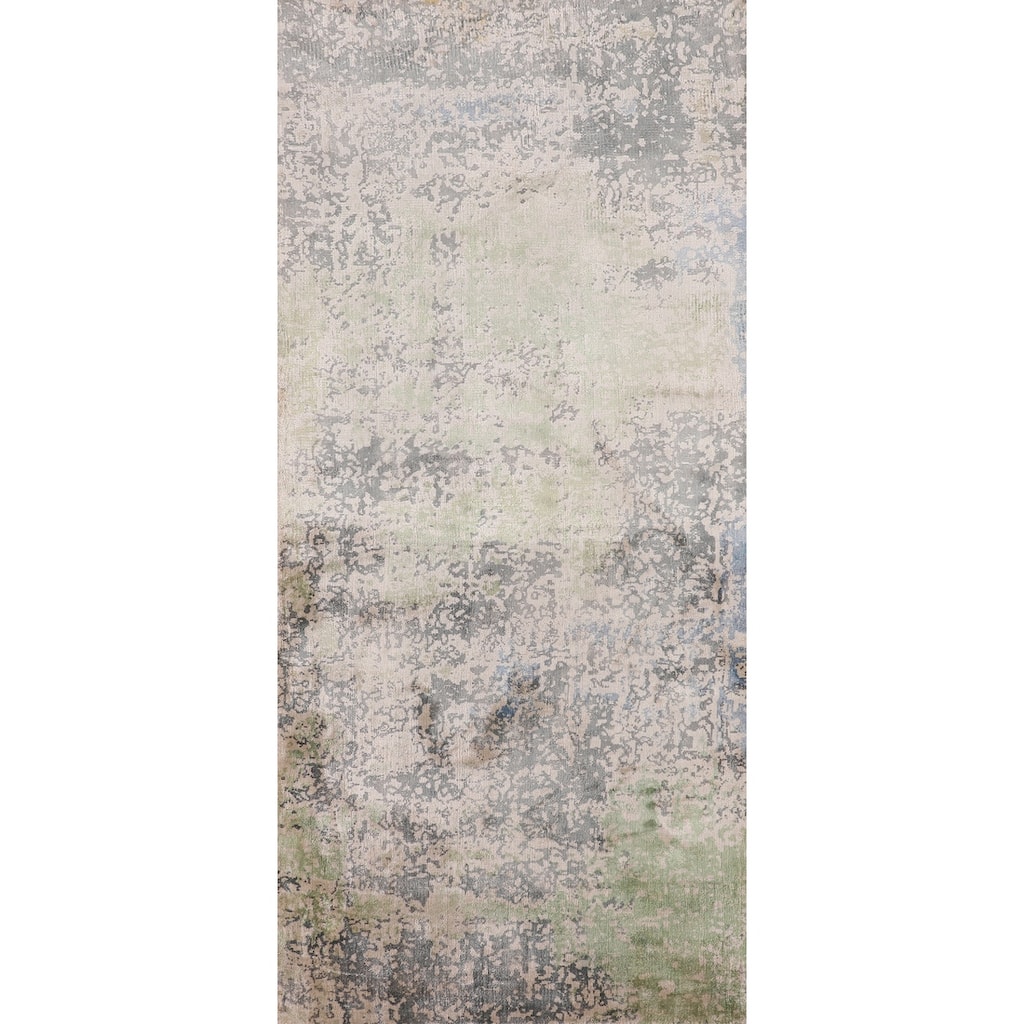 Contemporary Abstract Foyer Rug Handmade Multi-Color Wool Carpet - 2'8"x 6'5"