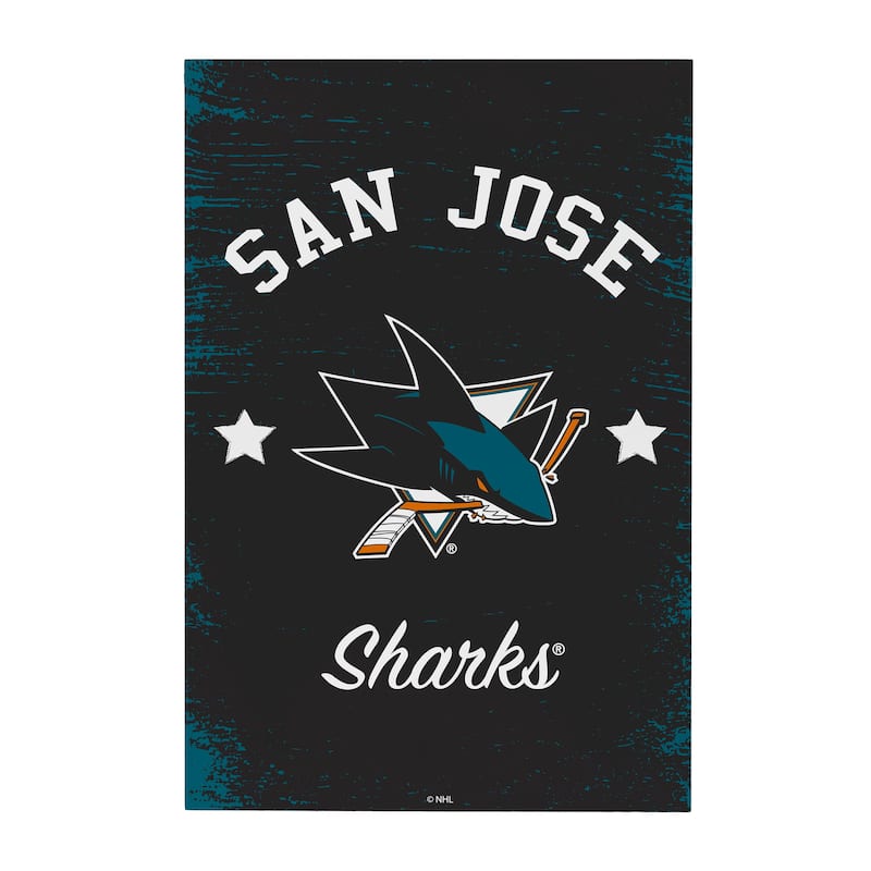 San Jose Sharks Wooden Door Decor Wall Sign - Multi-Color