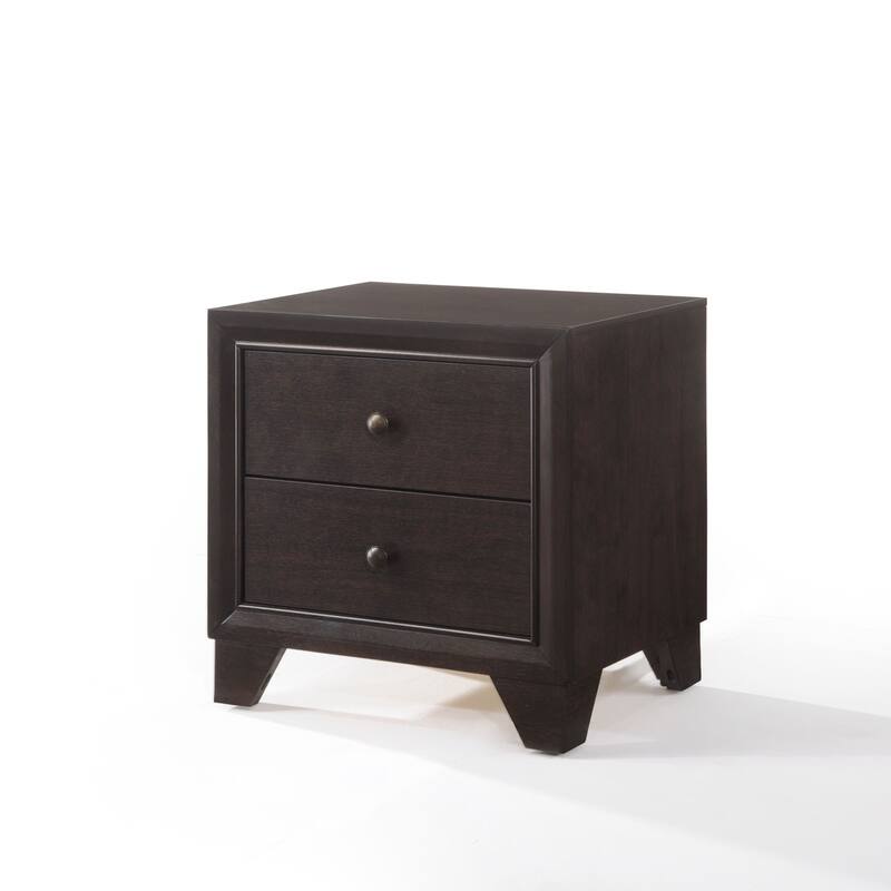 Espresso Finish Two-Drawer Wooden Nightstand