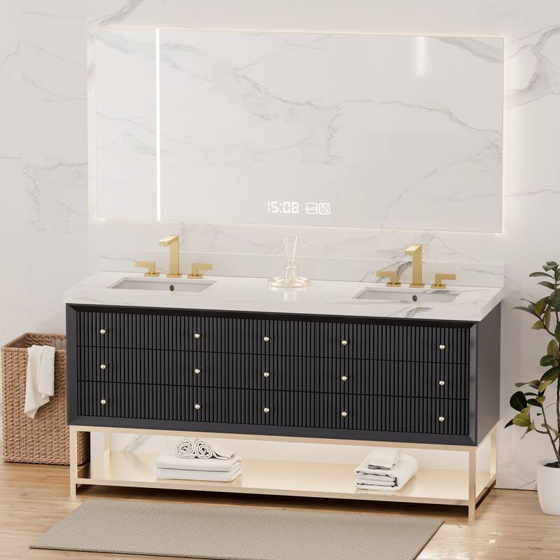 Modland 8 Inch Widespread Bathroom Faucet Double Handle Bathroom Sink Faucet with CUPC Supply Lines