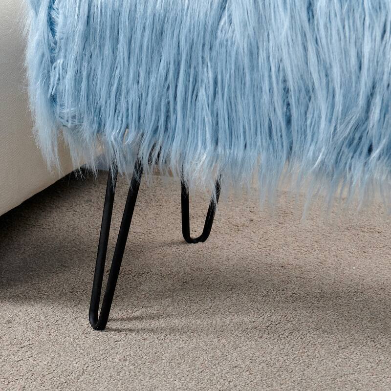 Mongolian Fauxfur Ottoman